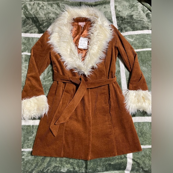 Show Me Your Mumu Penny Lane Coat Sienna Corduroy Jacket Faux Fur Trim NWT - Picture 10 of 15